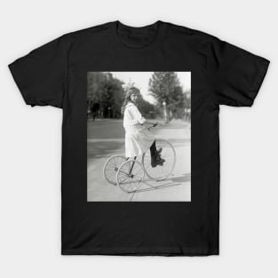 Girl Riding Tricycle, 1917. Vintage Photo T-Shirt